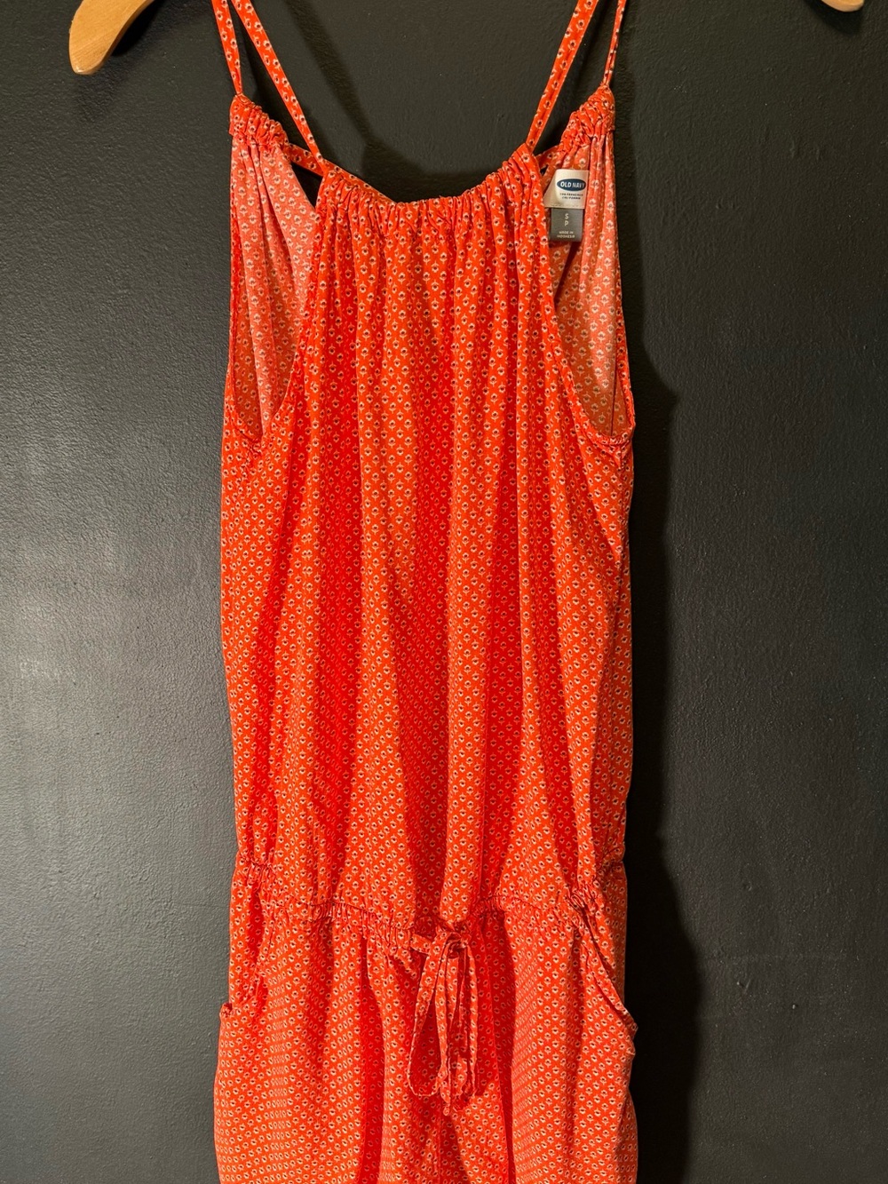 Bright Orange Printed Sleeveless Romper, Old Navy